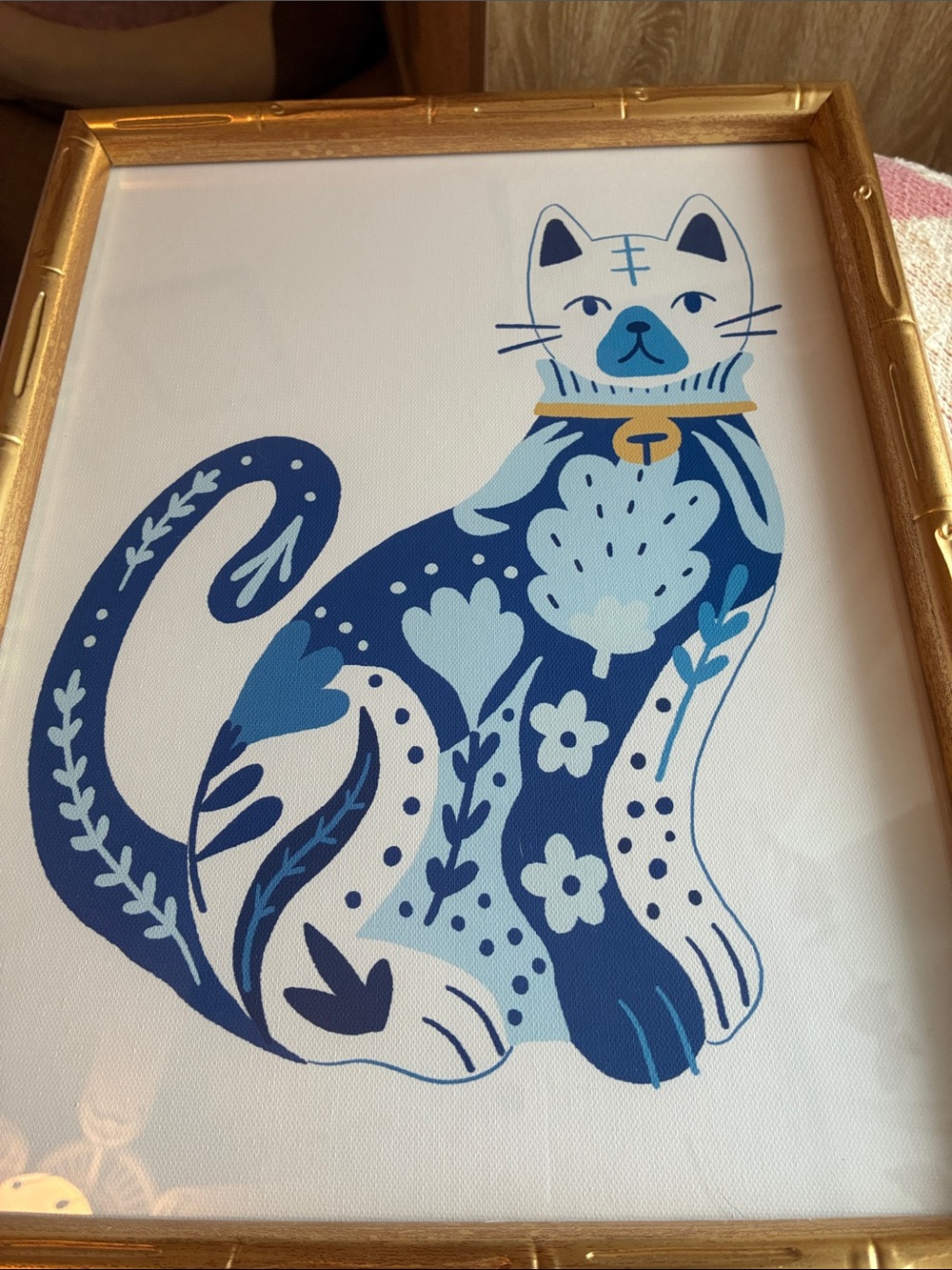 Sapna Shah Blue and white cat framed picture - Picture 8 of 9